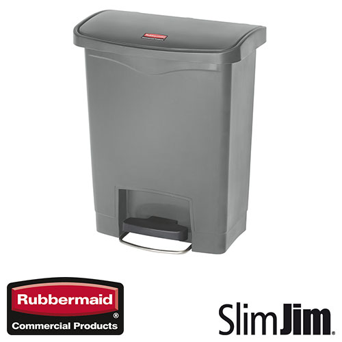 Afvalbak Slim Jim Front Step On container Rubbermaid 30 liter grijs